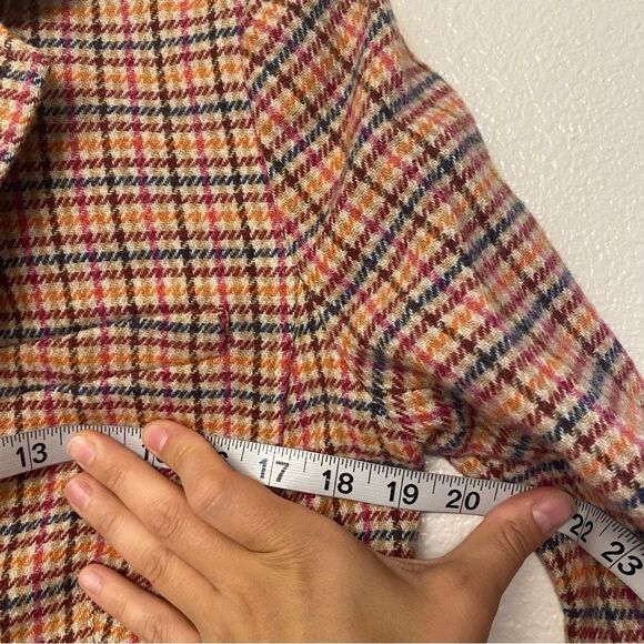 Talbots CLASSIC SHETLAND BLAZER APPLE PLAID gold buttons wool blend 6 - Picture 8 of 11